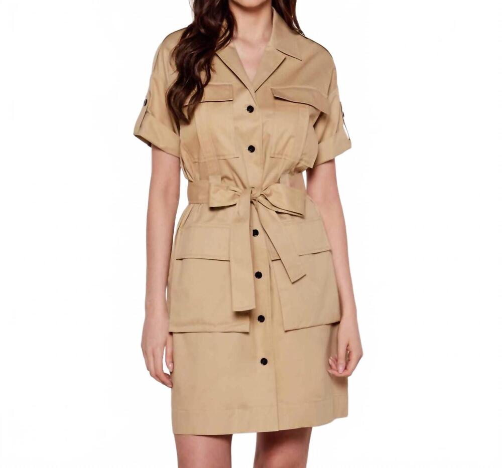 NEW MARC CAIN knee-length belt dress in beige